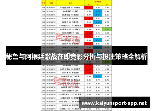 秘鲁与阿根廷激战在即竞彩分析与投注策略全解析